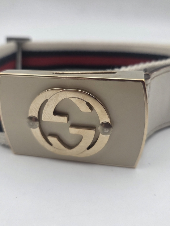 Gucci Red/Green Canvas Web Interlocking G Buckle Belt Size 85/34 main image 6